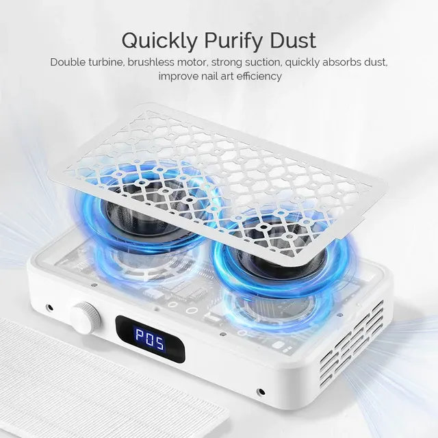 Brushless Turbo Nail Dust Vacuum Dual Fan 2