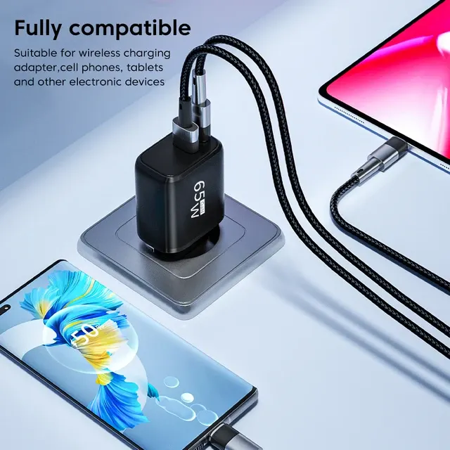 65W GaN USB-C Fast Charger, Dual Port 4