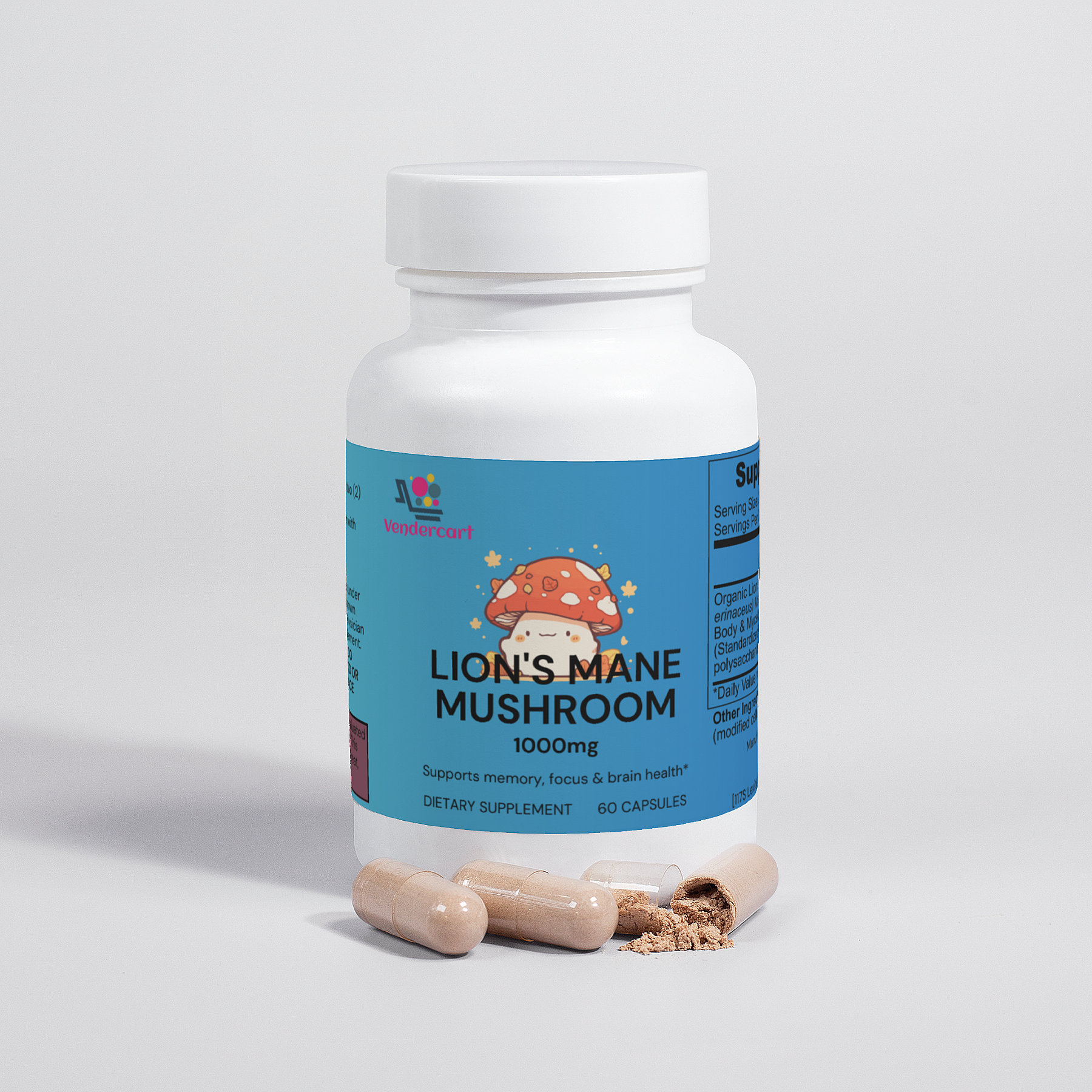 Lions Mane Mushroom Supplement Cognitive Support Focus Mood