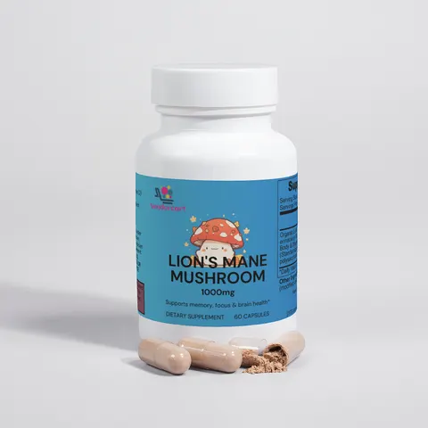 Lions Mane Mushroom Supplement Cognitive Support Focus Mood