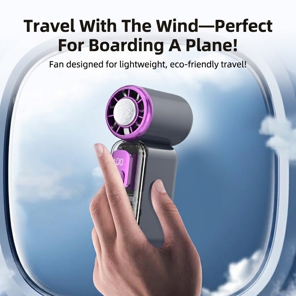 Foldable Mini Handheld Fan with LED 3