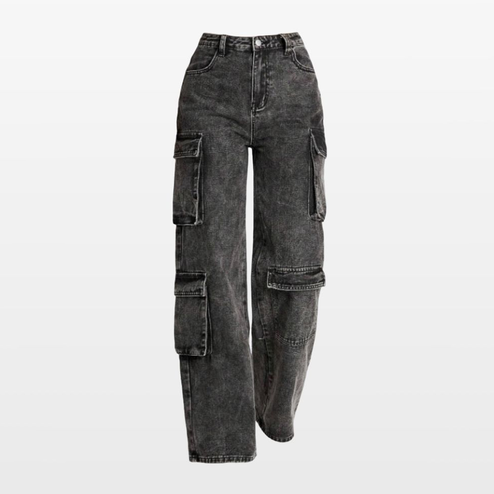 Women's Wide Leg Denim Cargo Pants