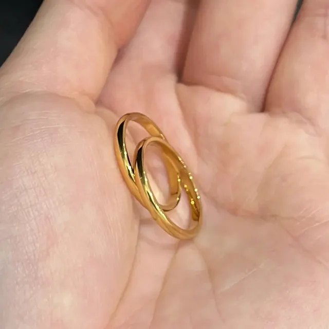 Gold and Silver Stainless Steel Couple Rings 4