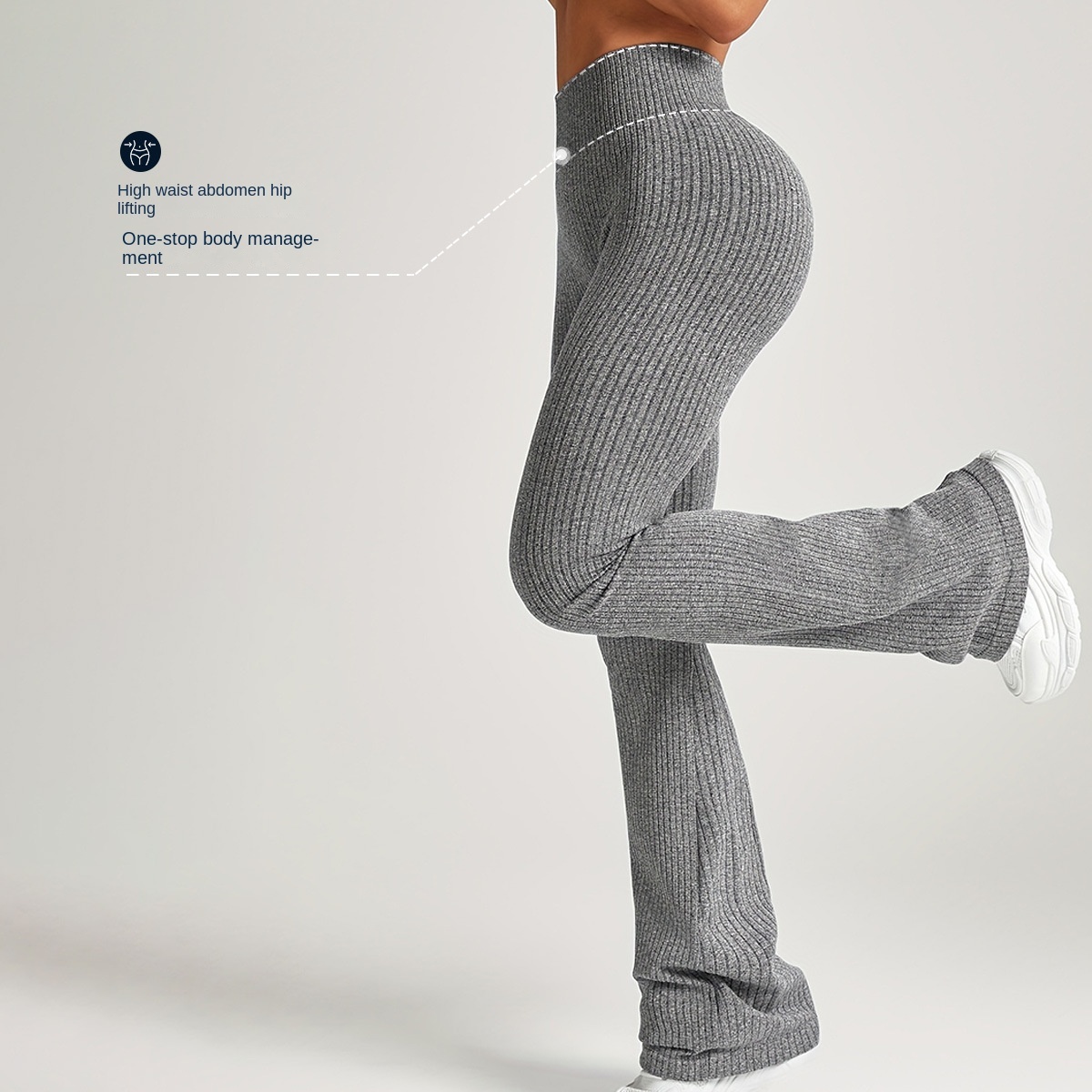 Tummy-Control Textured Flare Yoga Pants 3