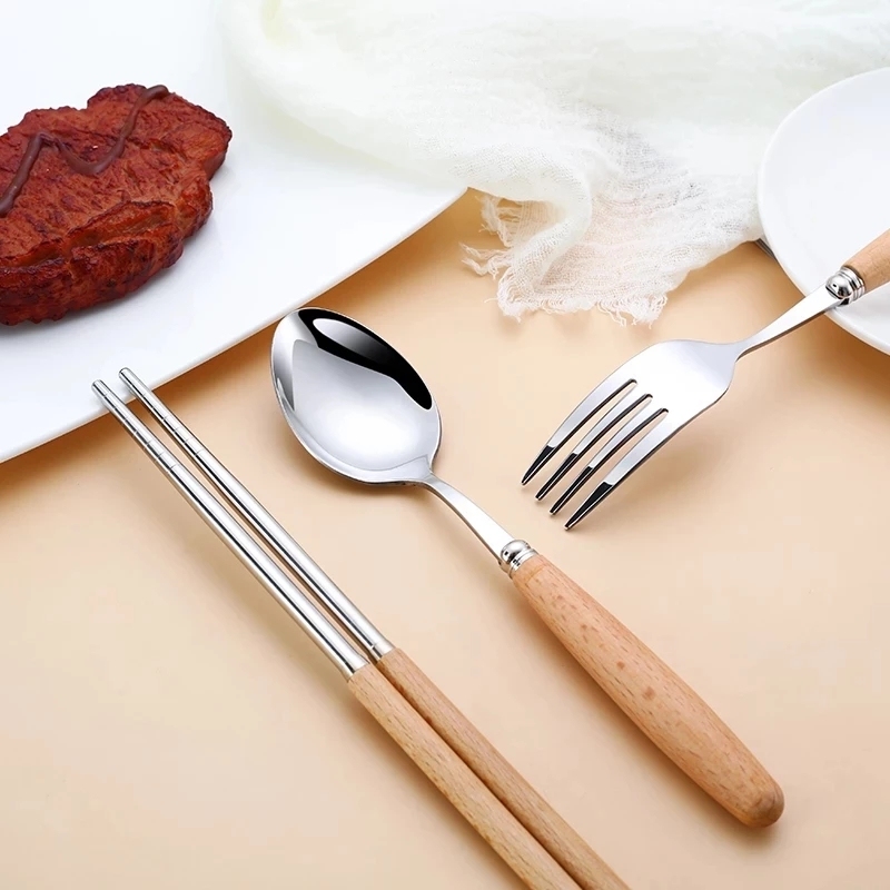 Stainless Steel Cutlery Set with Wooden Handles 4