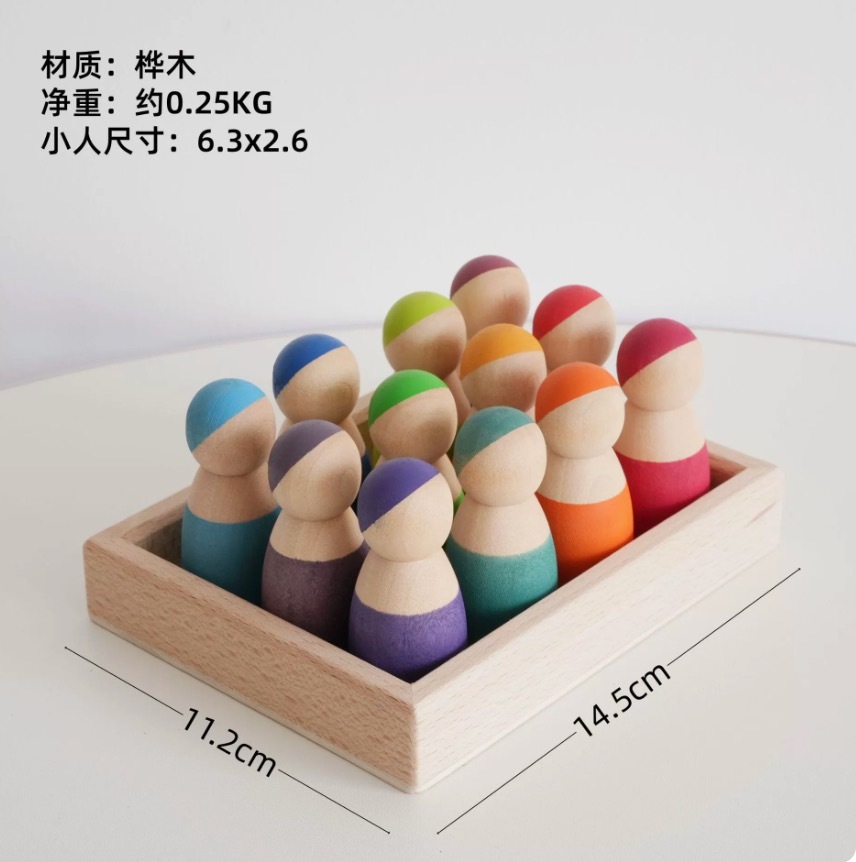 Waldorf Grimms Hand Stained Rainbow Stacker Building Stacking 4