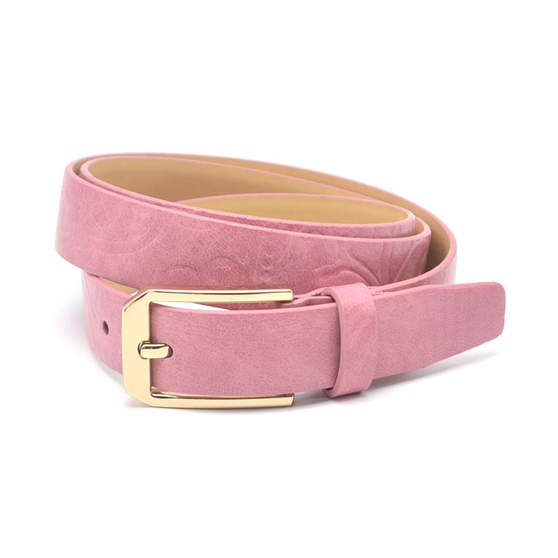 Pink Microfiber Vegan Leather Women's Belt