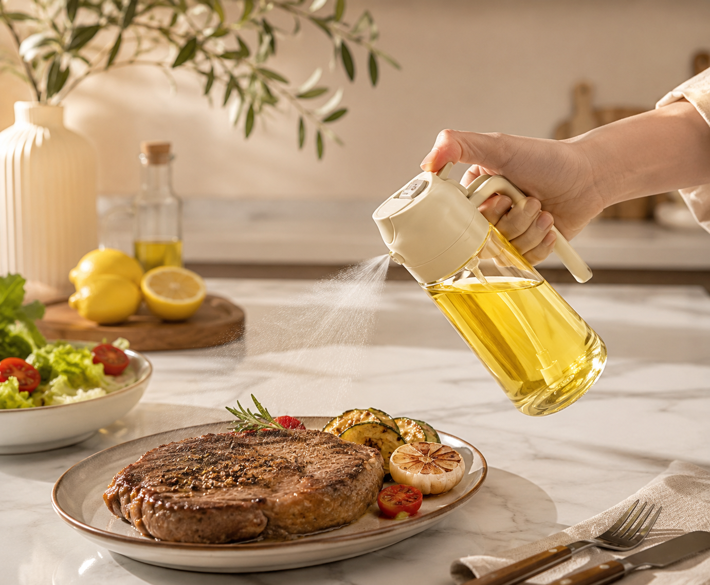 2-in-1 Glass Oil Sprayer Bottle 470ml 3