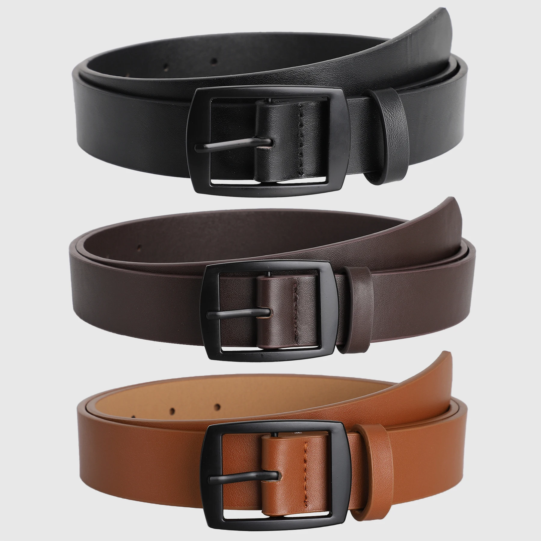 Men's PU Leather Belt Metal Buckle 2