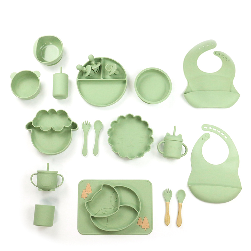 Silicone Baby Feeding Set BPA Free Bowl Spoon
