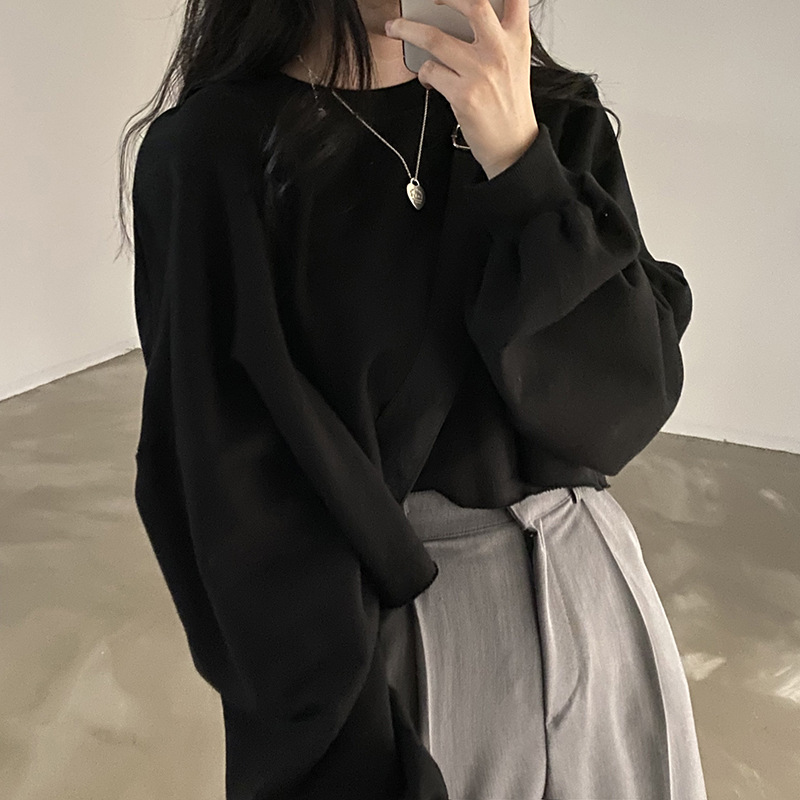 Loose-fitting Cropped Round Neck Women's