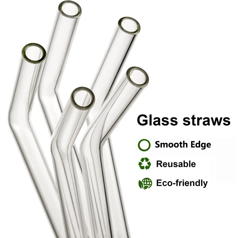 Wiederverwendbare Klarglas-Trinkhalme 8 Zoll Set 2