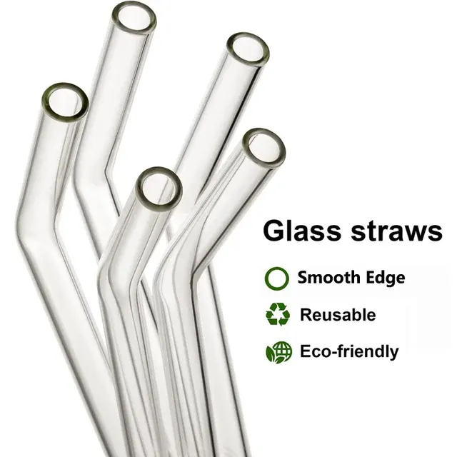 Reusable Clear Glass Drinking Straws 8 Inch 2
