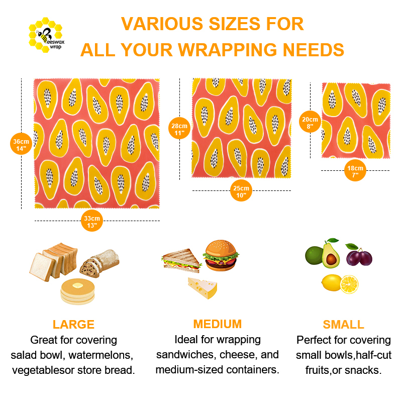 Sustainable EcoFriendly Beeswax Food Wrap Replace Plastic Biodegradable 2