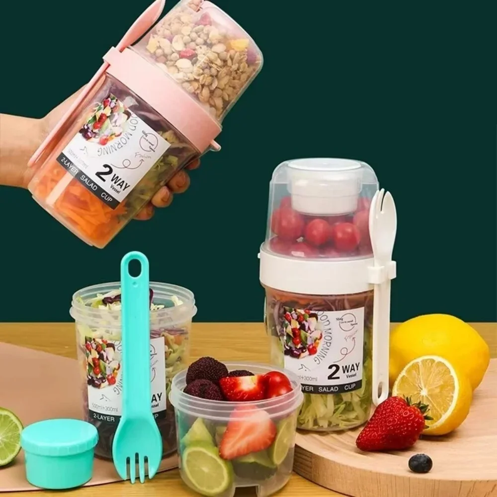 Tragbare Salat Tasse Frühstück Lebensmittel Stratifikation Joghurt Getreide