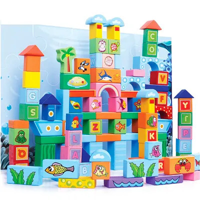 100-Piece Wooden Building Block Set for Toddlers 2