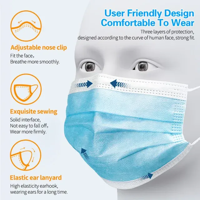 3-Ply Disposable Protective Masks with Ear Loops 4