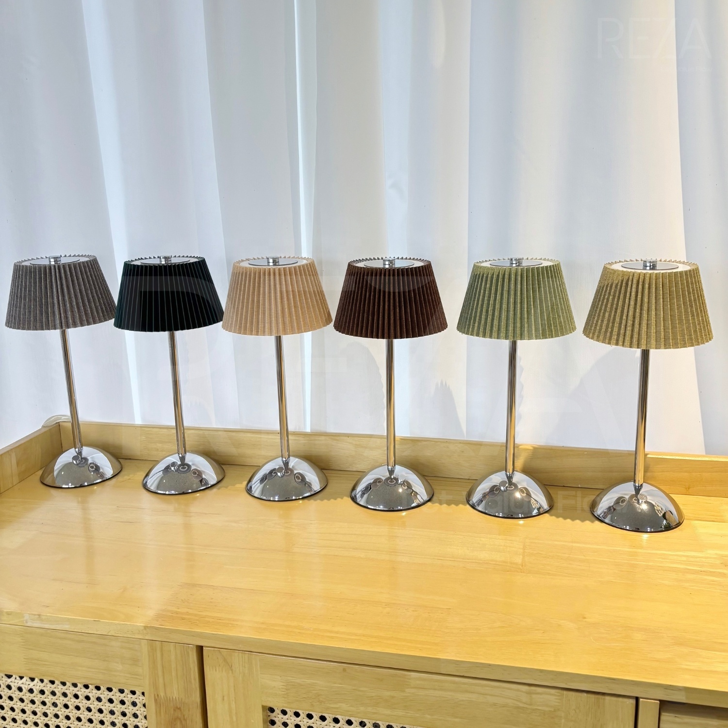 LED Cordless Pleated Table Lamp Touch Dimming Portable 4
