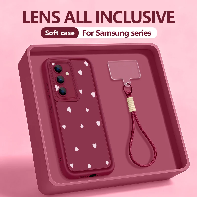 Einfache Handyhülle mit Herz-Muster und Lanyard für Samsung 2