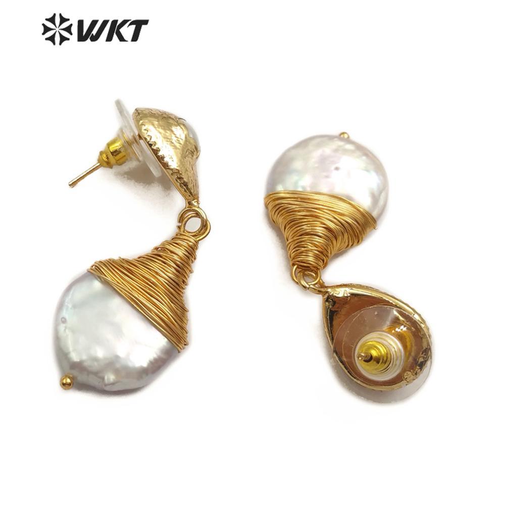 Teardrop Freshwater Pearl Wire Earrings 2