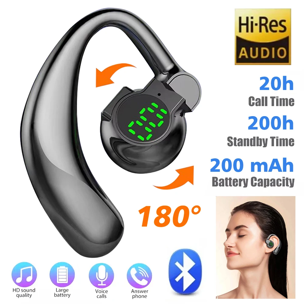 Drahtlose Kopfhörer Bluetooth 5.4 Ohrbügel-Ohrhörer mit Mikrofon Freisprecheinrichtung 4
