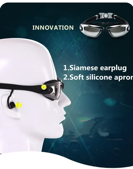 Anti-Fog Adult Swim Goggles with Earplugs 4