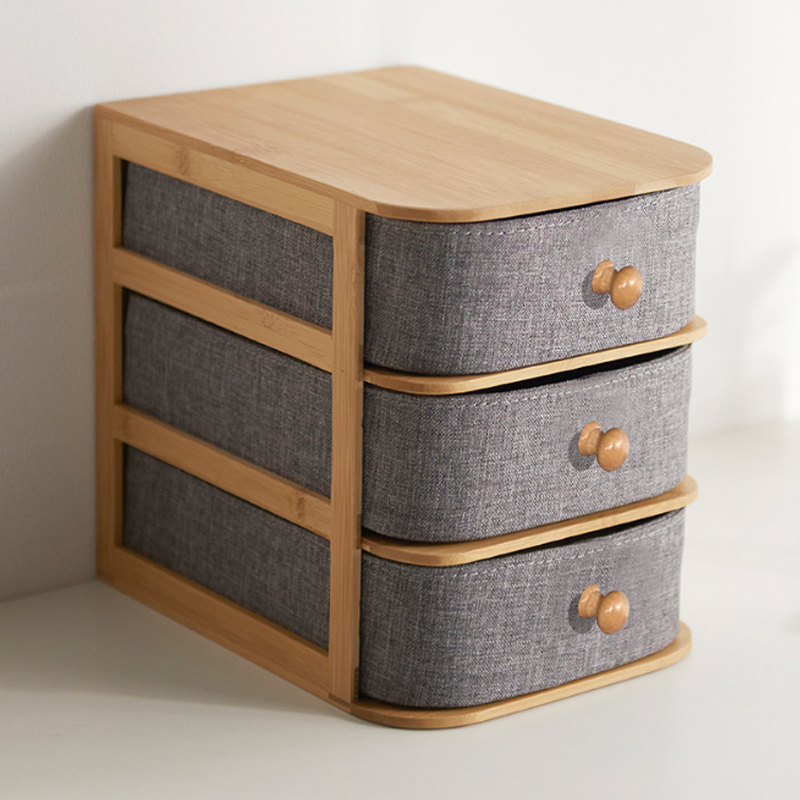 Multi-layer Bamboo Jewelry Storage Box Flexible Rectangle Desk 4