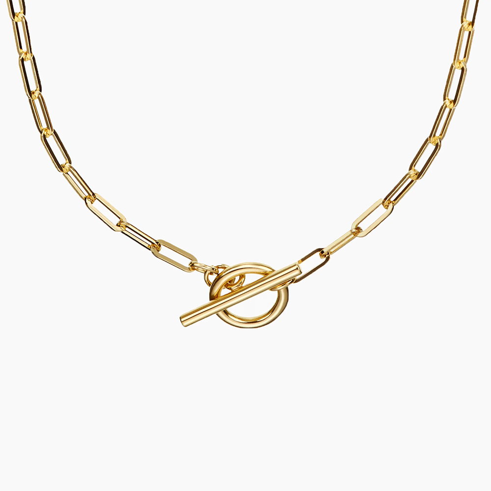 18K vergoldete Paperclip-Halskette aus 925er Silber