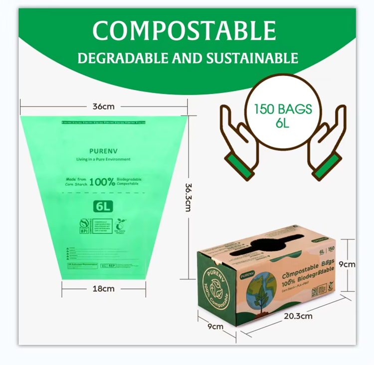 Compostable Trash Bags 3-240 L 2