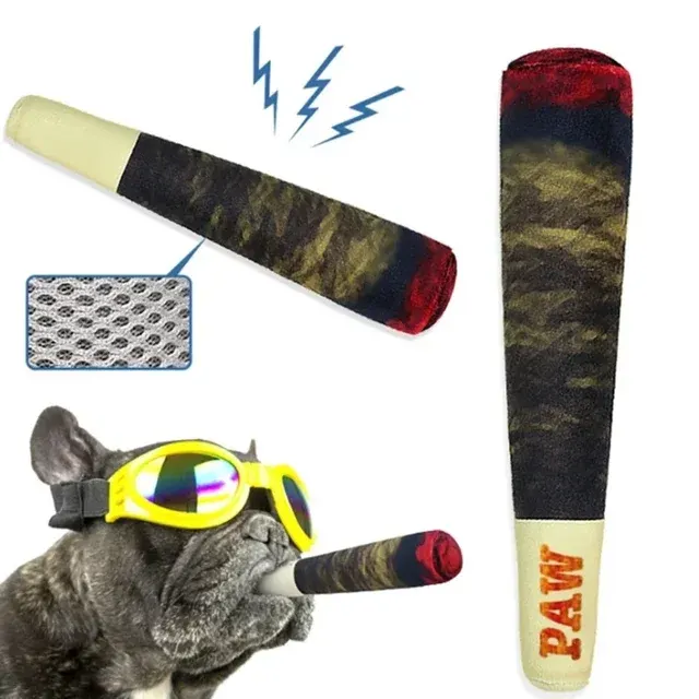 Cigar-Shaped Plush Squeaky Dog Toy 3