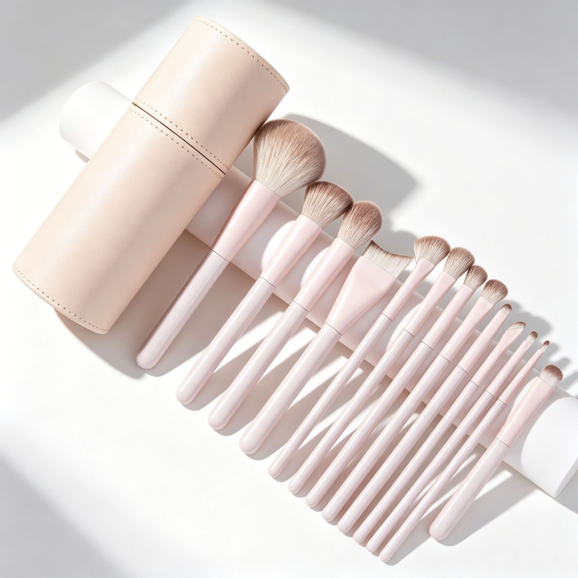 Cherry Pink Makeup Brush Set with Case 2