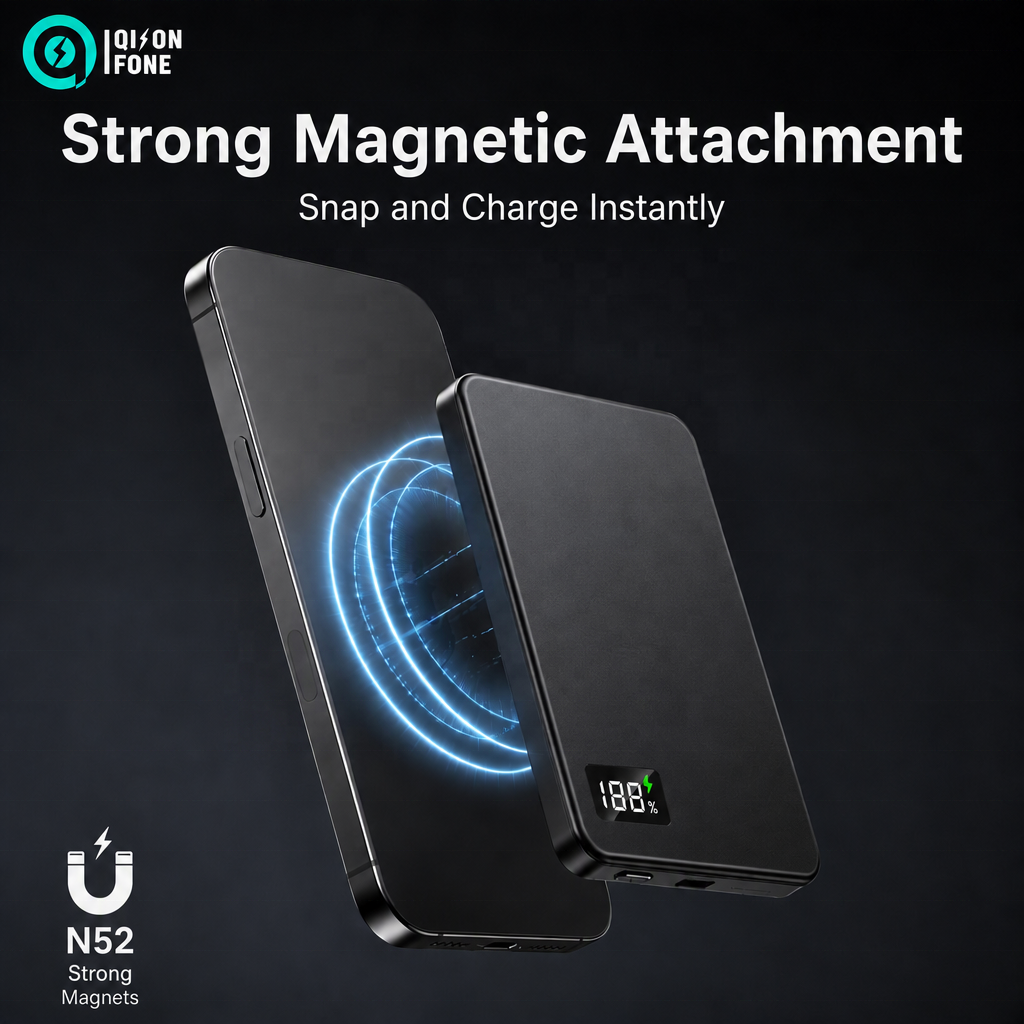 QSF 8mm Thin 3-in-1 Magnetic 10000mAh Powerbank Fast