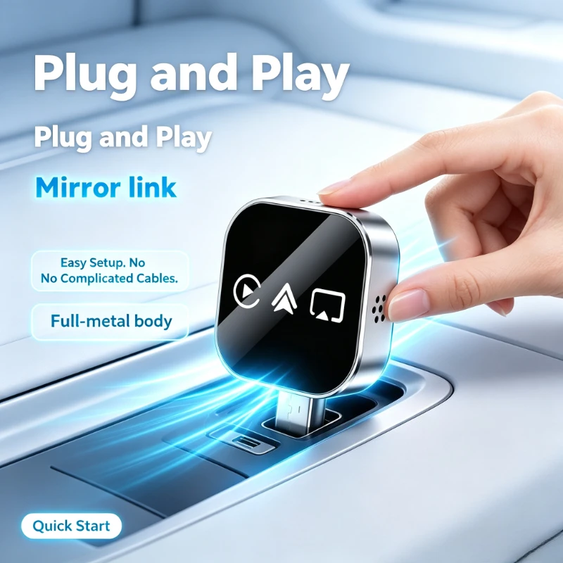 Wireless 4-in-1 CarPlay Adapter for iOS Android 2