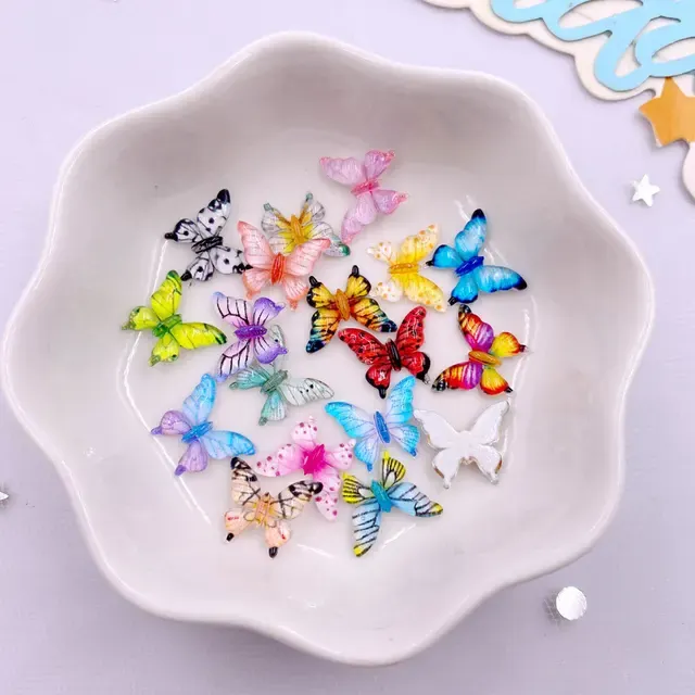 50 Mixed 10mm Resin Butterfly Rhinestones 3