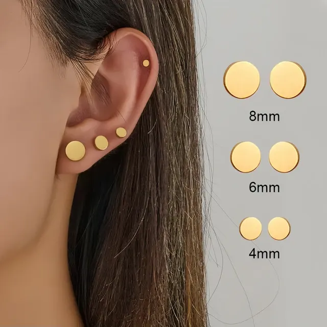 Black Minimalist Stainless Steel Stud Earrings 2