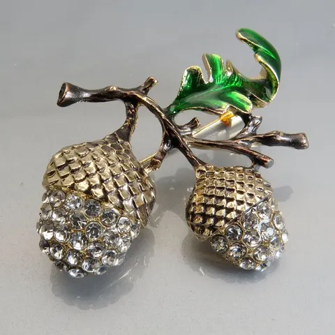 Hazelnut Pine Cone Brooch