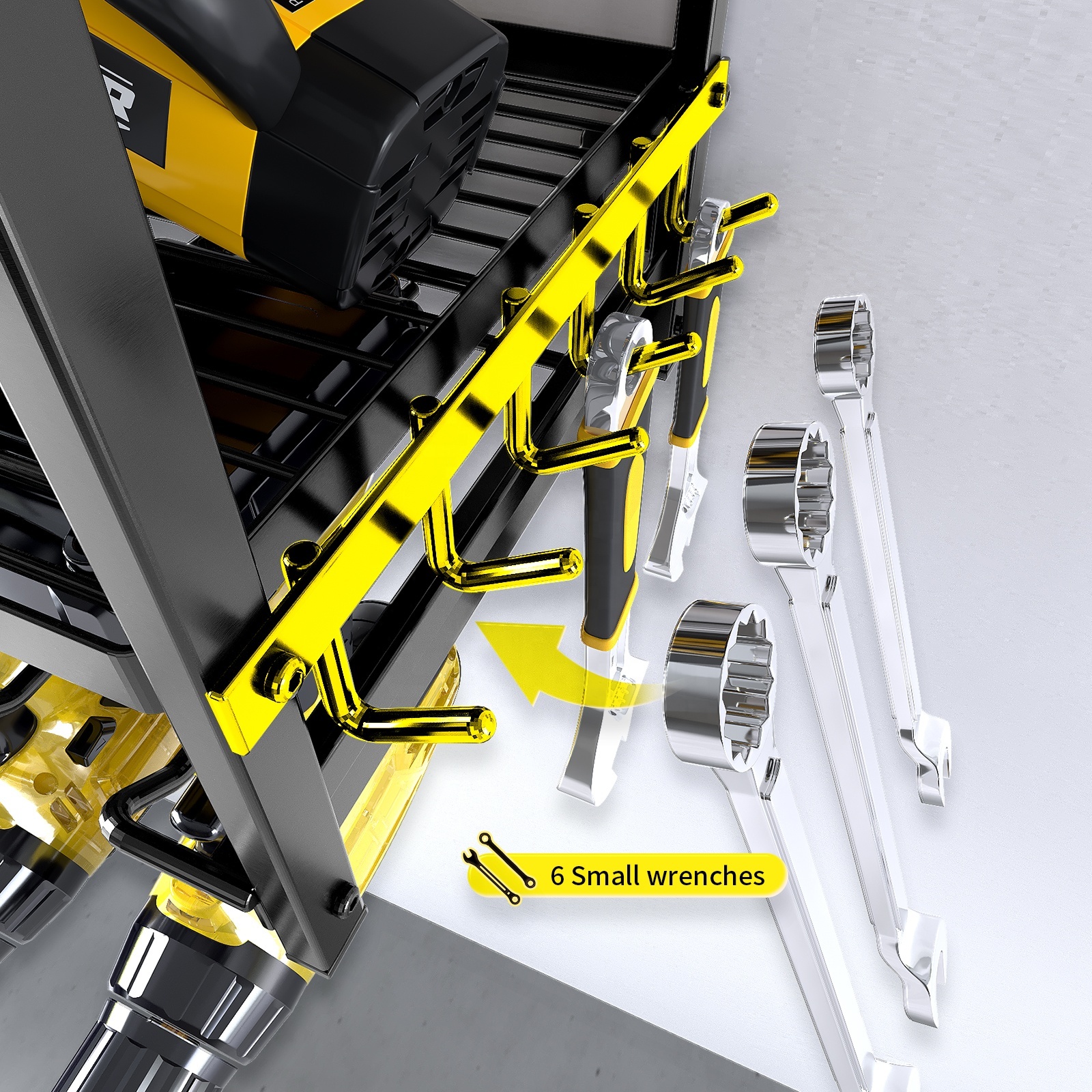 4 Layers Wall Mount Garage Tool Rack Floating 3