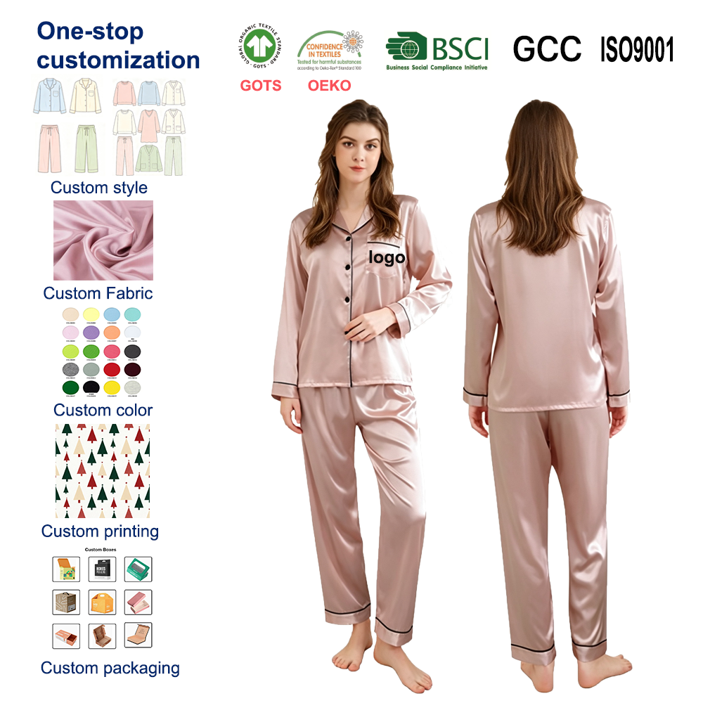 Button-Down Satin Women's Sleepwear Set