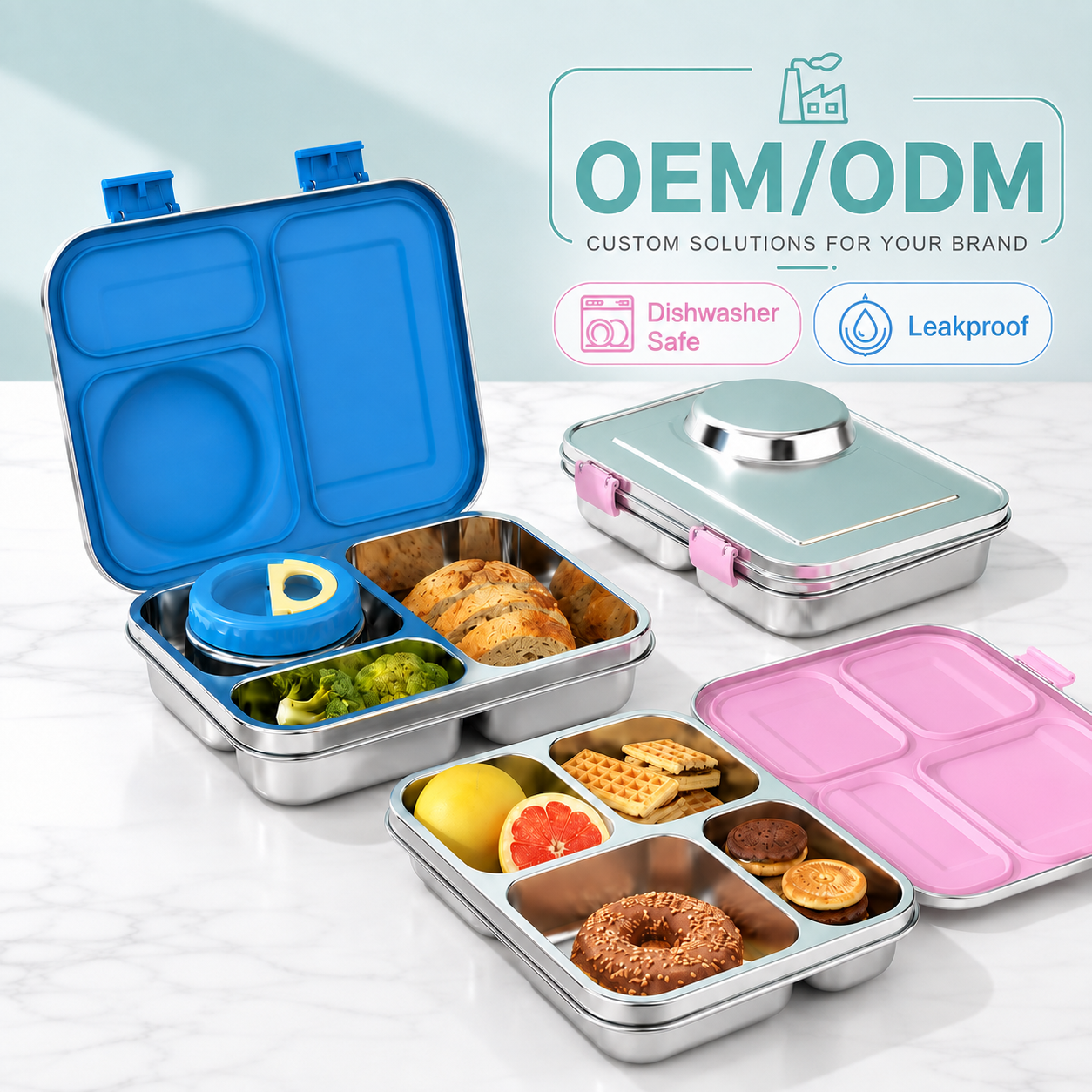 Aohea for BPA Free 4-Compartment Stainless Steel Lunch