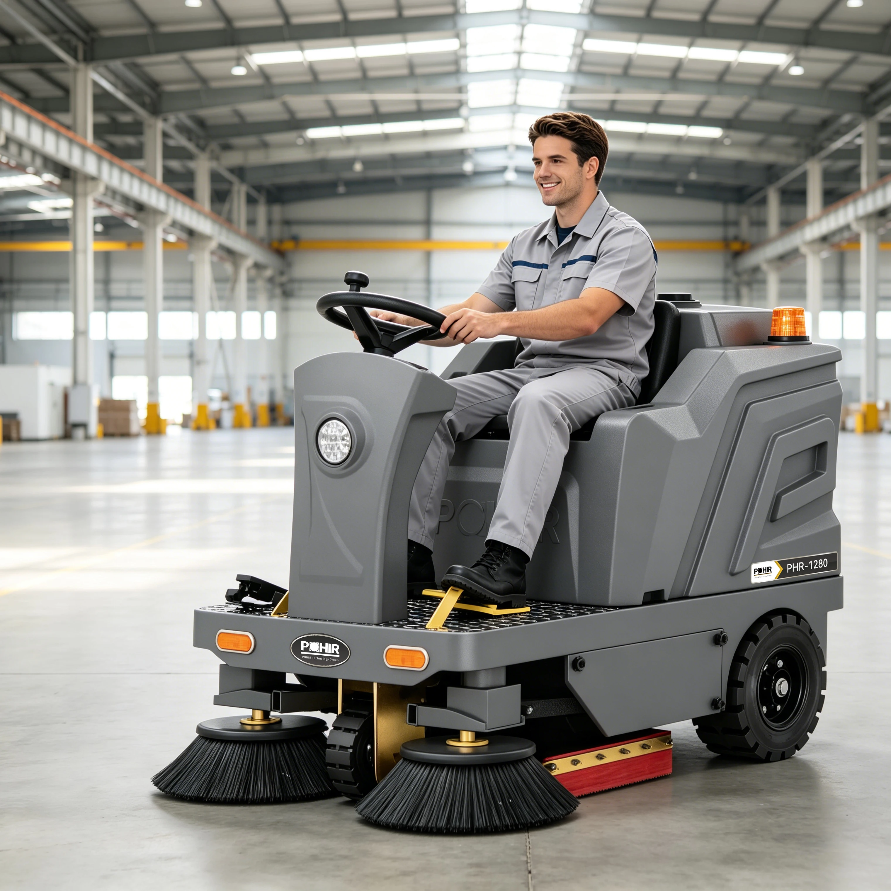 Pohir-1280 Simple Operation Professional Floor Scrubber 48V Battery