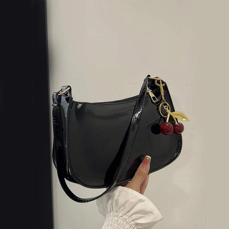Damen-Handtasche aus PU-Leder Vielseitige Modische Einfarbige Schultertasche mit 2