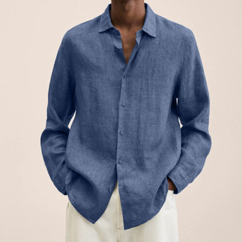Men's White Cotton Linen Shirt 4