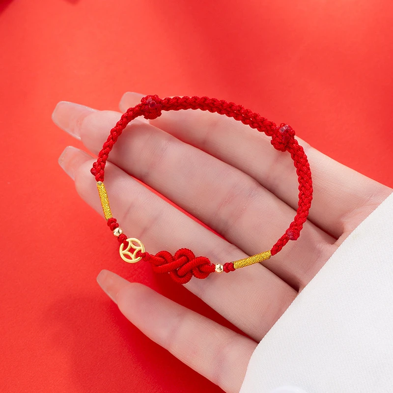 Mode Einfache Glück Knoten Rot Seil Armbänder für 4