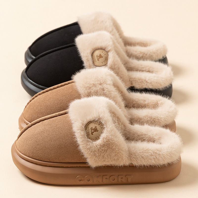 Non-slip Thick-soled Plush Slippers Couple Winter Warm Home 4
