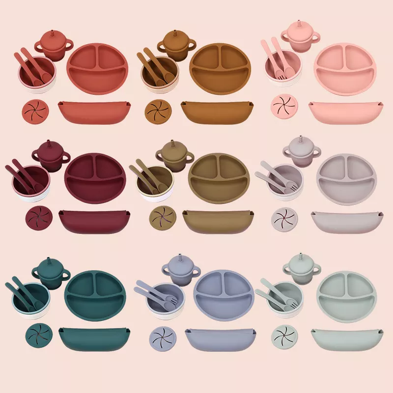 Soft Silicone Toddler Dishes with Bibs