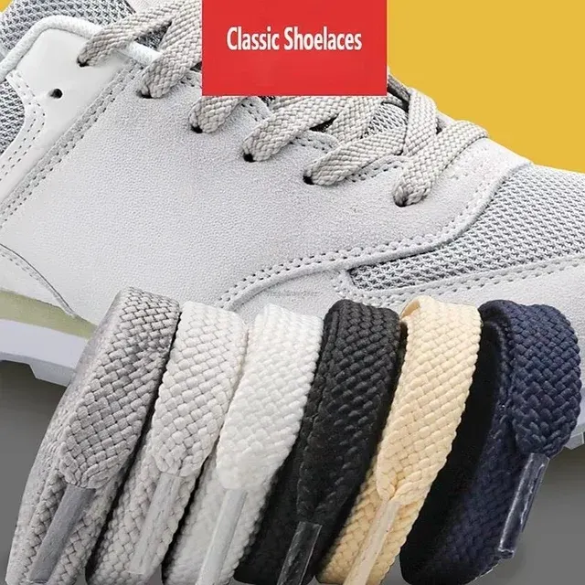 Flat Classic White and Black Sport Shoelaces 2