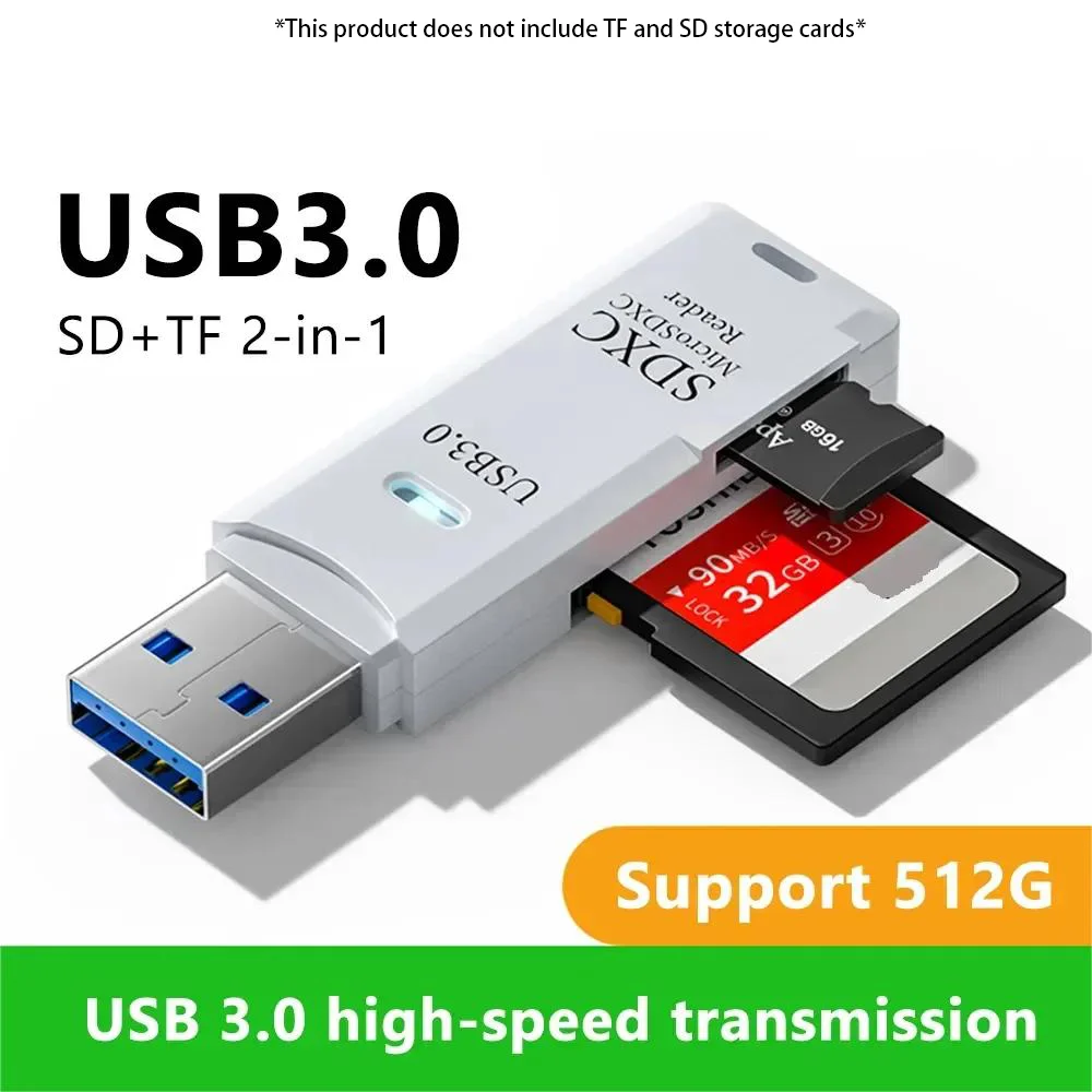 2-in-1 USB 3.0 Card Reader for MiniSD and TF 2