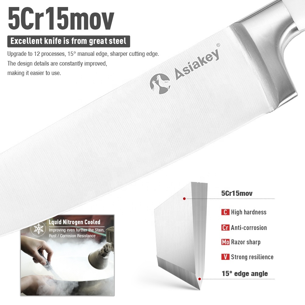 Stainless Steel Kitchen Knife Set with Wooden Block 2