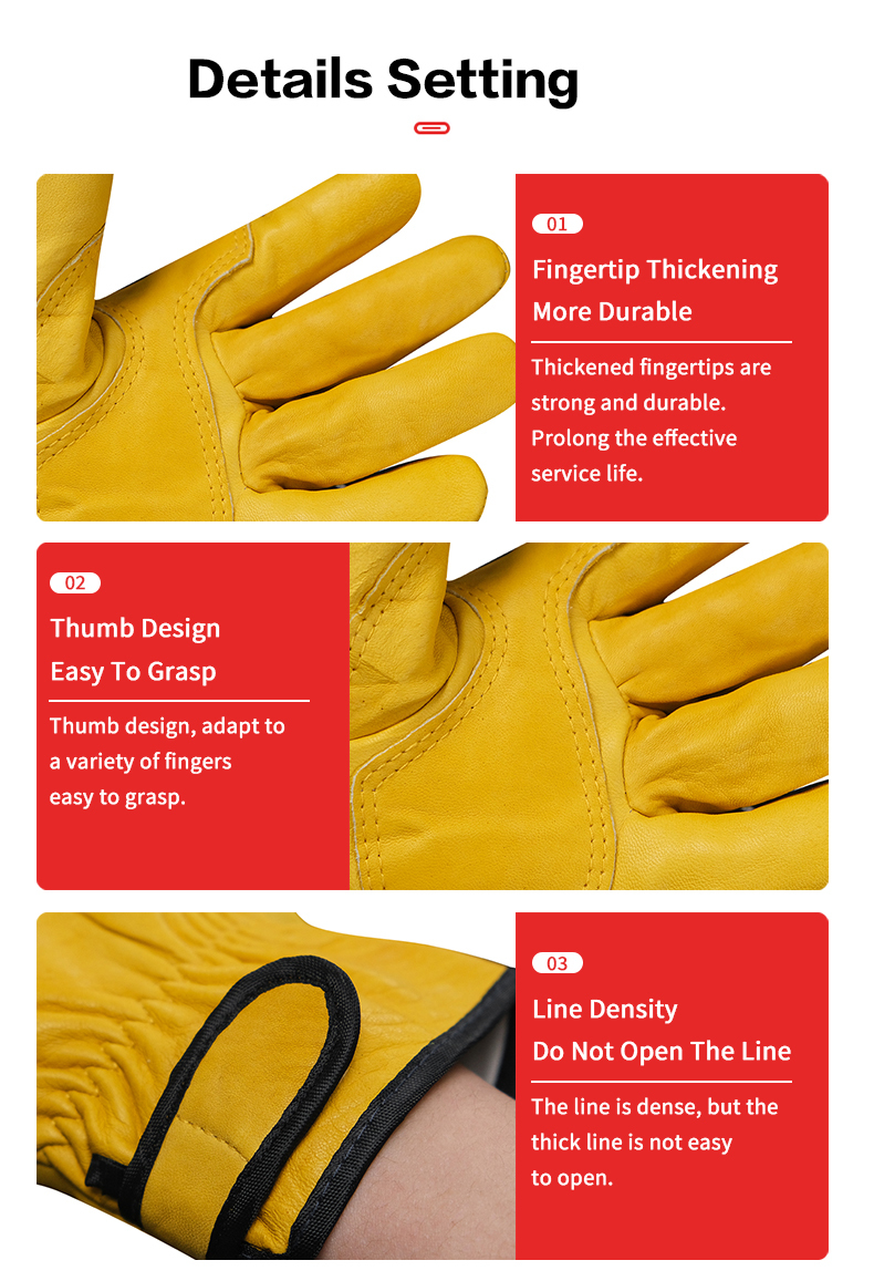 Working Gloves Leather Safety Cow Split Welding Sheepskin 3