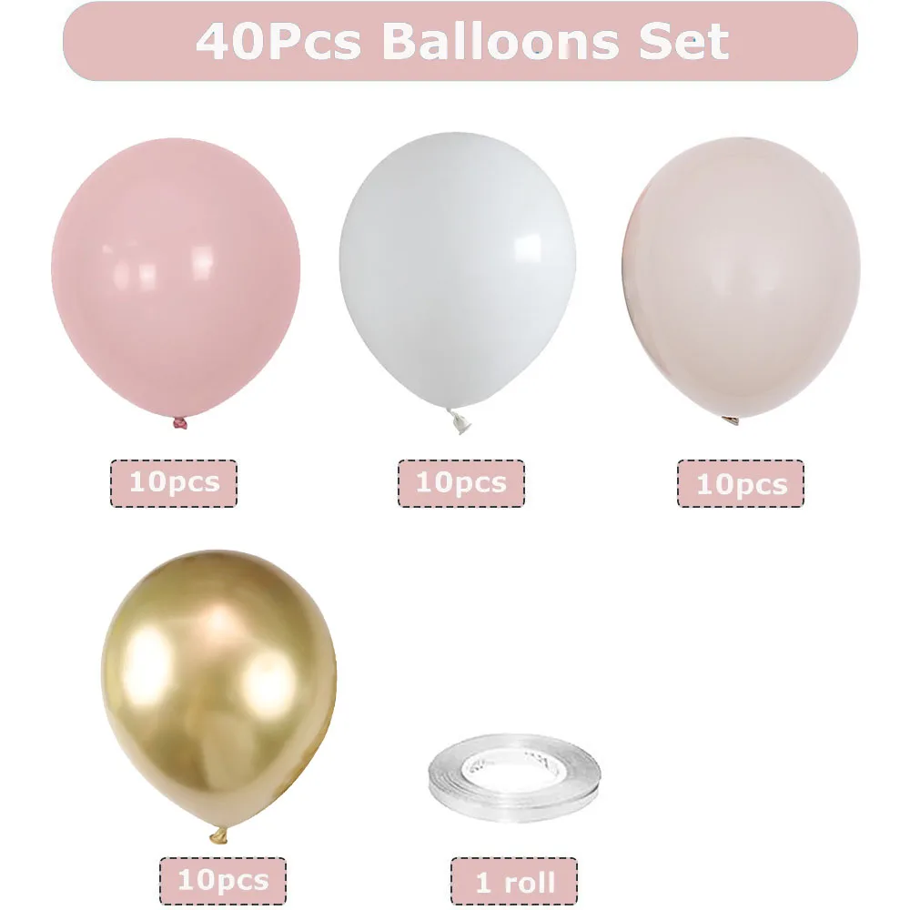 40 Boho Pink Sand White Latex Balloons 2